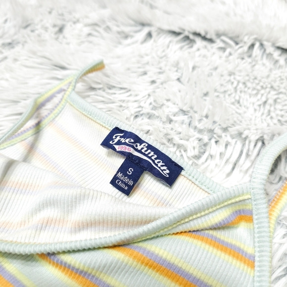 Freshman 1996 Pastel Striped Ribbed Knit mini tank dress, size small - Picture 3 of 3